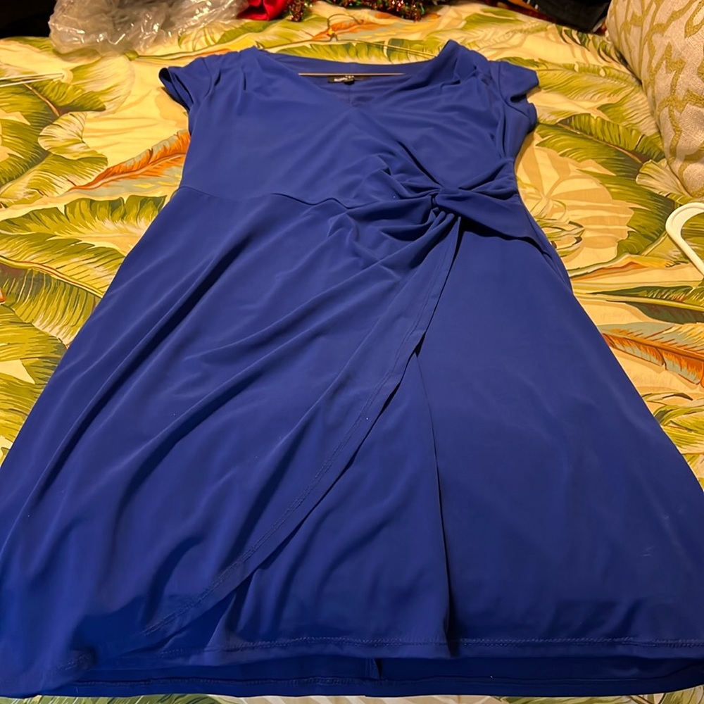 Royal blue dress.